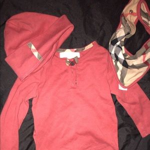 Baby boy Burberry two piece with hat and bib
